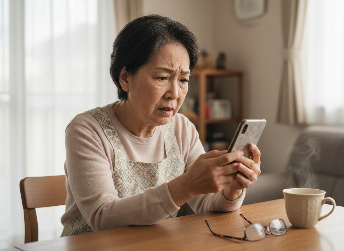 よくわからないメールがたくさん届き驚く女性